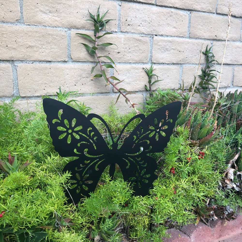 Silhouette Metal Butterfly Cut Out Garden Stake